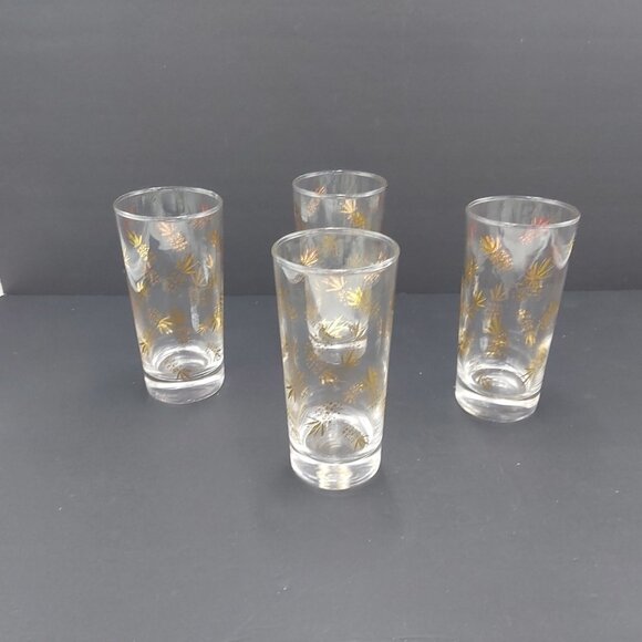 Gold Pineapple Highball Glasses Set of 4  William A. Meier Co. Good Luck Pattern - Picture 6 of 8